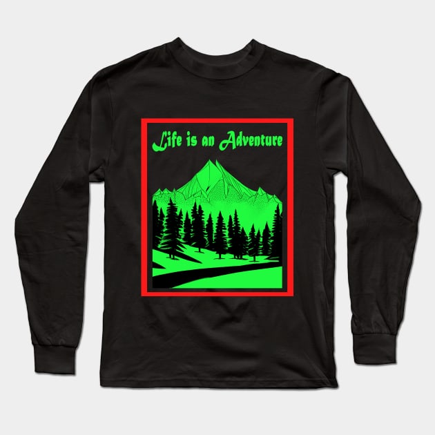 Life is an Adventure Neon Color Long Sleeve T-Shirt by CartWord Design